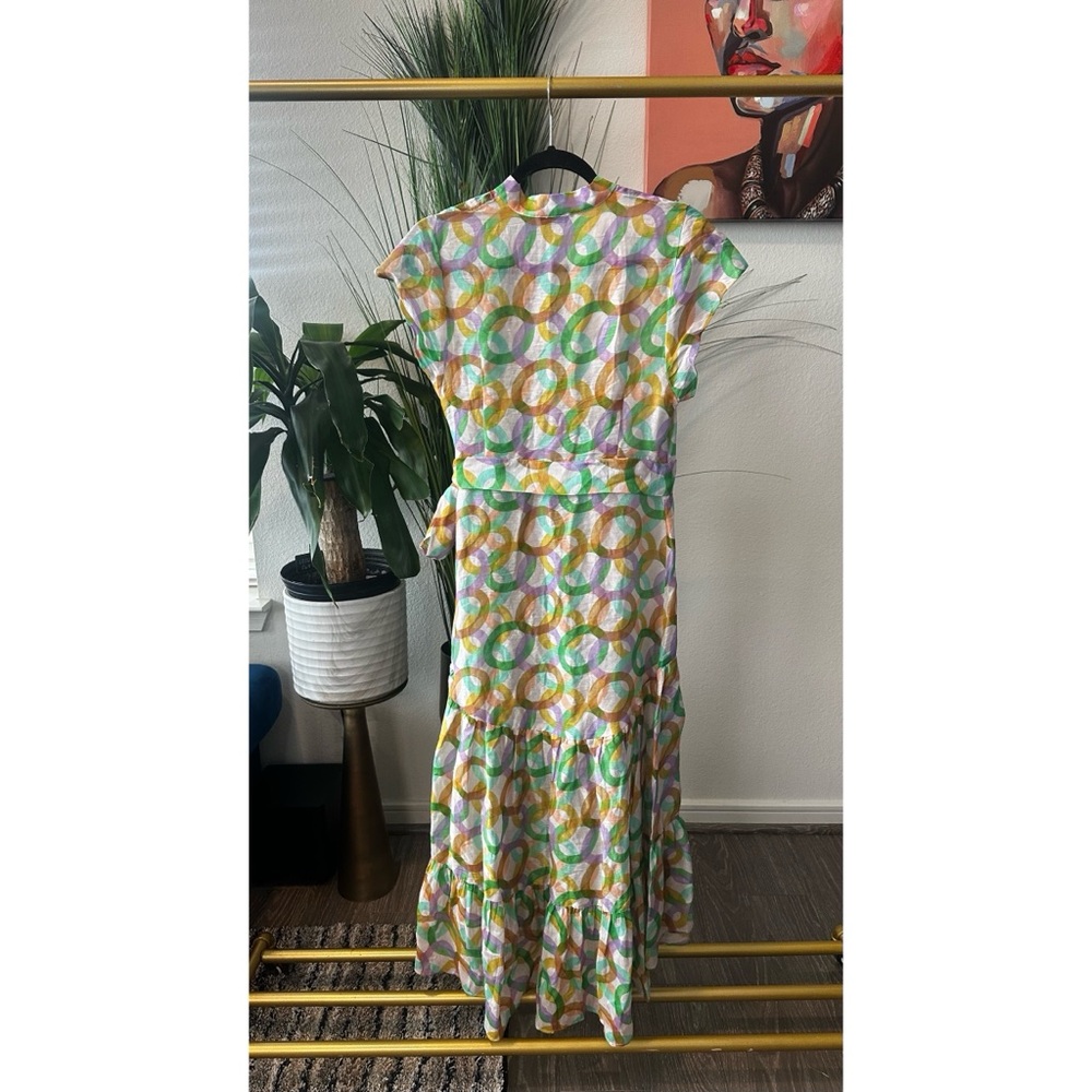 Sandro Printed Linen and Silk-blend Midi Dress - Size 38FR/6 US - Picture 5 of 14